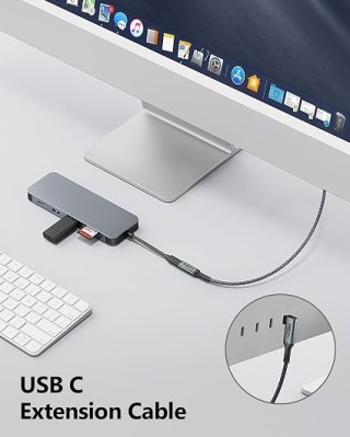 KABEL PRZEDŁUŻACZ USB-C 3.2 GEN 2 | 20Gbps | 100W | 4K@60Hz | KĄTOWY 90°
