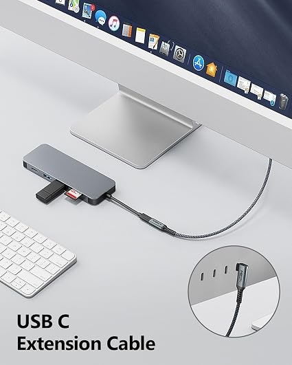 KABEL PRZEDŁUŻACZ USB-C 3.2 GEN 2 | 20Gbps | 100W | 4K@60Hz | KĄTOWY 90°