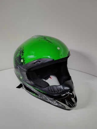 Kask Motocyklowy Cross Enduro dla Dzieci – Zielony, Rozmiar S (55-56 cm)