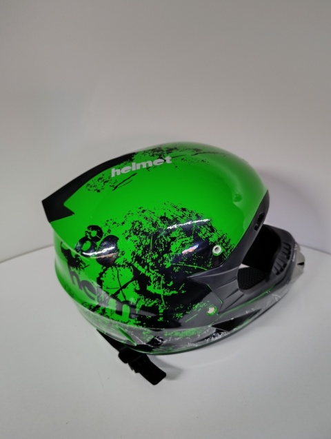 Kask Motocyklowy Cross Enduro dla Dzieci – Zielony, Rozmiar S (55-56 cm)
