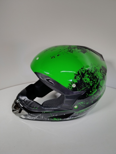 Kask Motocyklowy Cross Enduro dla Dzieci – Zielony, Rozmiar S (55-56 cm)
