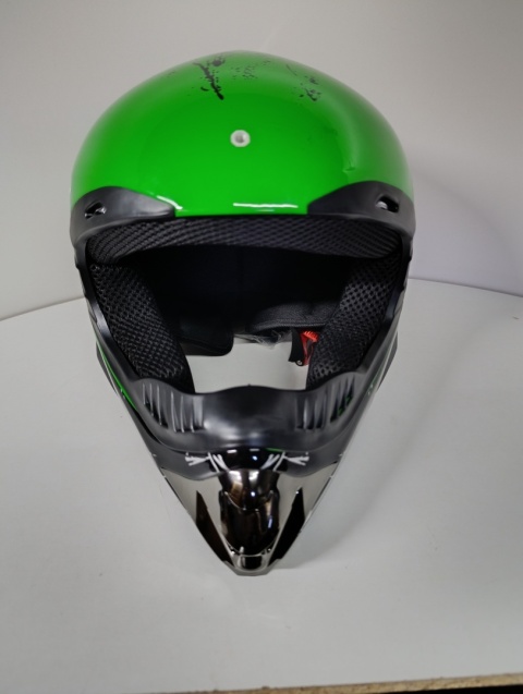 Kask Motocyklowy Cross Enduro dla Dzieci – Zielony, Rozmiar S (55-56 cm)