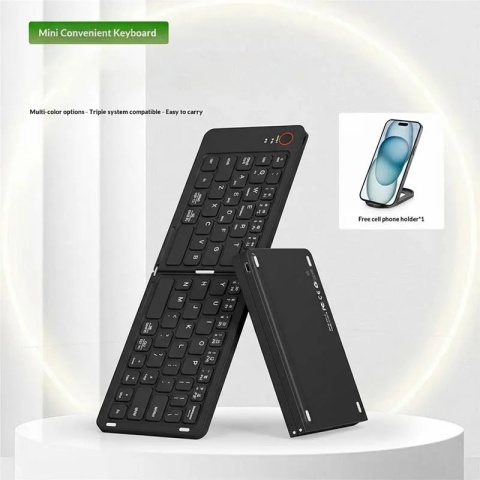 Klawiatura Bezprzewodowa Bluetooth B023 (68 klawiszy) składana + Podstawka na Telefon