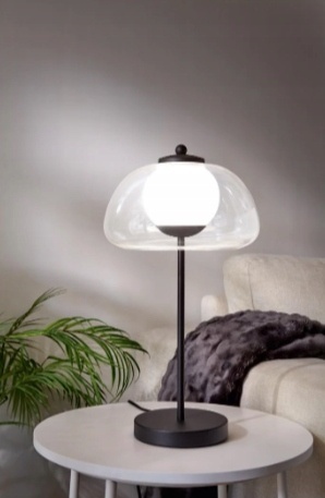 LIVARNO Stylowa lampa lampka biurkowa z kloszem przezroczysta 46 cm LED