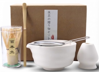 Matcha Tea Set zestaw do przygotowywania matchy klasyczna biel