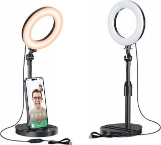 Lampa Pierścieniowa Biurkowa LED Mionondi ze Statywem Teleskopowym i Uchwytem na Telefon