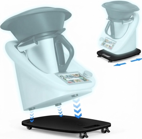 PREMIUM DESKA PODSTAWKA MOBILNA NA KÓŁKACH POD THERMOMIX TM6 TM5 CZARNA