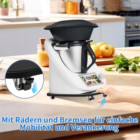 PREMIUM DESKA PODSTAWKA MOBILNA NA KÓŁKACH POD THERMOMIX TM6 TM5 CZARNA