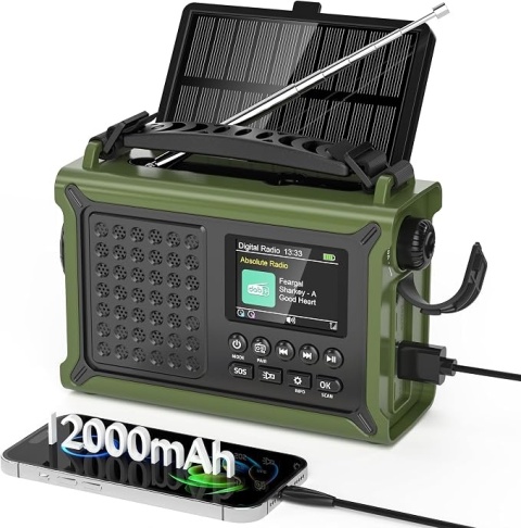 PRZENOŚNE RADIO AWARYJNE ROCAM CR1030DAB – 12000mAh | DAB+ / FM | SOLAR | POWERBANK | LATARKA | SOS