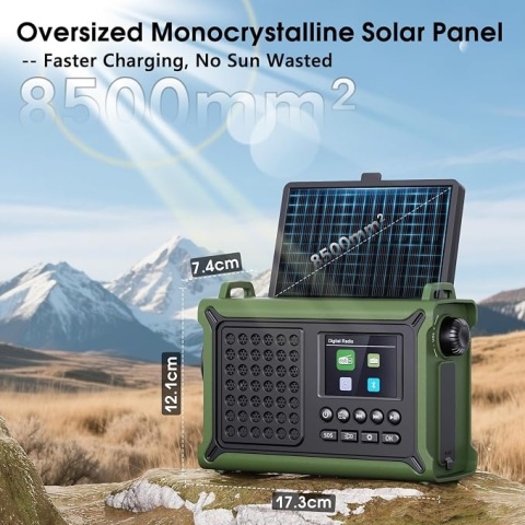 PRZENOŚNE RADIO AWARYJNE ROCAM CR1030DAB – 12000mAh | DAB+ / FM | SOLAR | POWERBANK | LATARKA | SOS