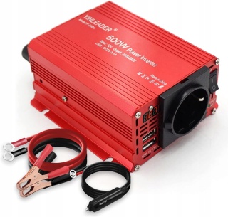 PRZETWORNICA NAPIĘCIA SAMOCHODOWA INVERTER 12V na 230V 500W YINLEADER + OKABLOWANIE