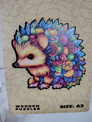 PUZZLE DREWNIANE JEŻ W DREWNIANYM PUDEŁKU