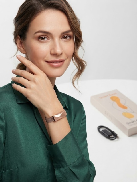 Smartband damski różowe złoto (Rose Gold) + dodatkowy pasek bransoleta