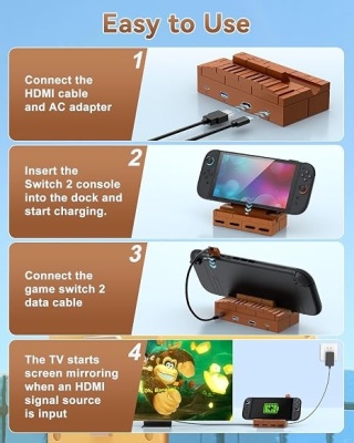 Stacja Dokująca TV / Hub USB w Stylu Retro do Konsoli (Nintendo Switch / Switch 2)