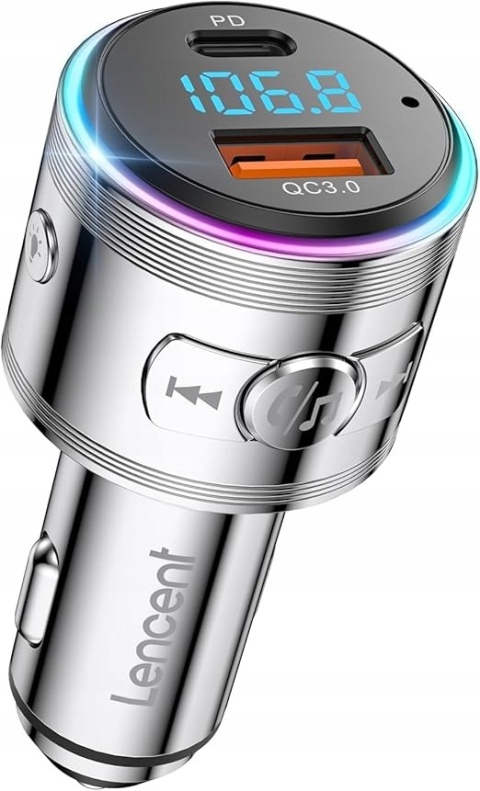 TRANSMITER SAMOCHODOWY FM LENCENT BC76 BLUETOOTH USB SZYBKIE ŁADOWANIE