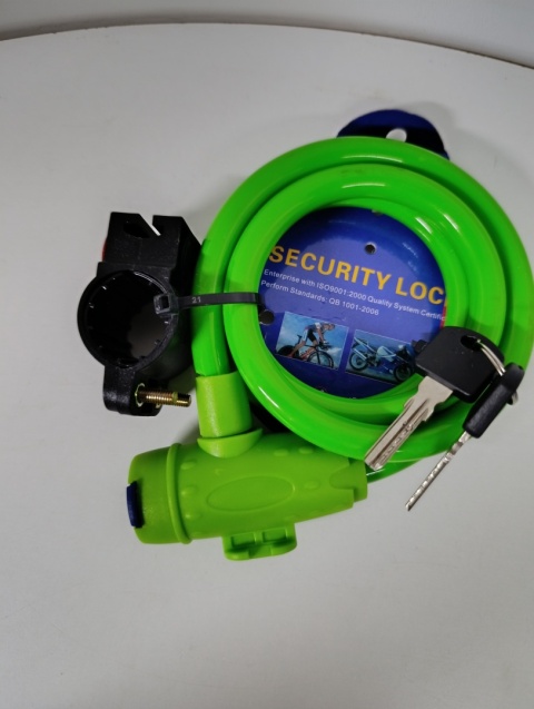 Zapięcie /Linka Rowerowa Security Lock z Uchwytem – Kolor Zielony