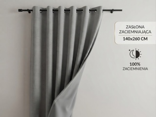 Zasłona zaciemniająca szara na przelotkach 140x260 ccm