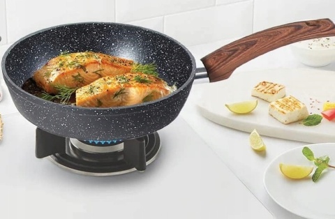 Zestaw garnków Kitchen Academy 11 el. czarne granit nieprzywierające gaz indukcja