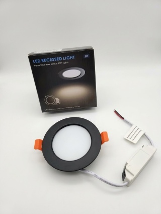 10x Oprawa Wpuszczana LED Downlight Spot 5W IP44 Czarna (Ciepła Biel 3000K)