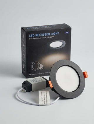 10x Oprawa Wpuszczana LED Downlight Spot 7W IP44 Czarna (Ciepła Biel 3000K)