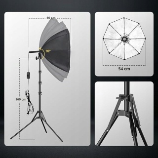 2x SOFTBOX OKTAGONALNY ZESTAW STUDYJNY OŚWIETLENIOWY 65CM EMART