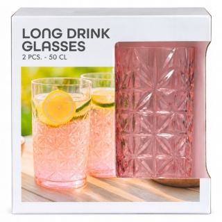 2 Szklanki do Drinków soków Long Drink 500ml Tworzywo Sztuczne różowe