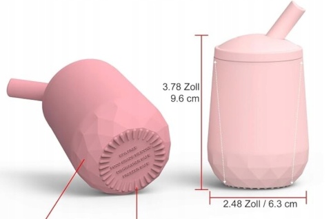 2 szt Kubek silikonowy ze słomką Bez BPA niekapek 6 -24 m-ce