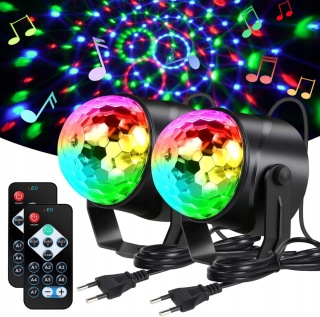 2 szt Lampy Disco LED URAQT RGB Pilot Imprezowe Karaoke DJ projektor