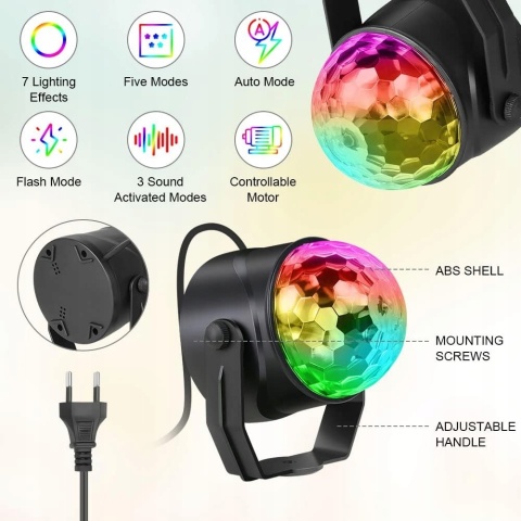 2 szt Lampy Disco LED URAQT RGB Pilot Imprezowe Karaoke DJ projektor