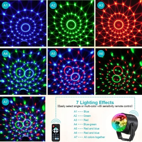 2 szt Lampy Disco LED URAQT RGB Pilot Imprezowe Karaoke DJ projektor