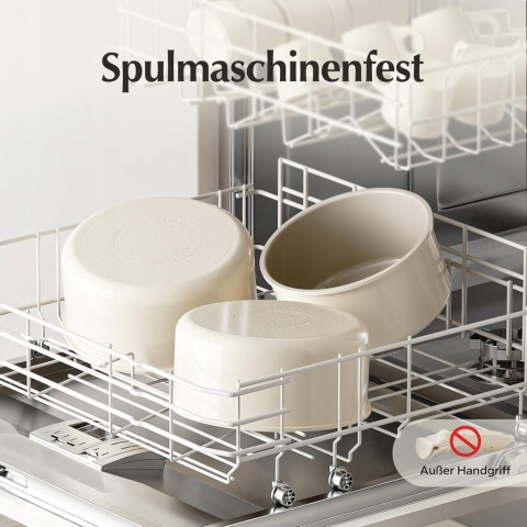 3 szt Garnki Ceramiczne Redchef z Odpinaną Rączką – kremowy