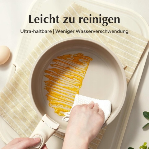 3 szt Garnki Ceramiczne Redchef z Odpinaną Rączką – kremowy