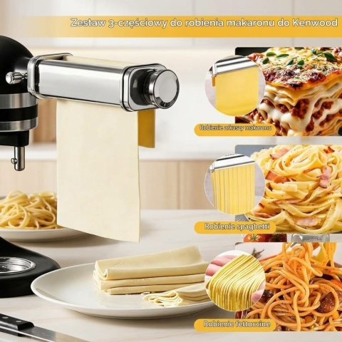 3 szt nasadki do makaronu do Kenwood Chef KVL85 / KMX750 Wałkownica + Krajarki