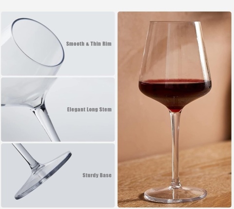 4 szt Kieliszki Do Wina Michley Nietłukące 445 ml Tritan Zestaw