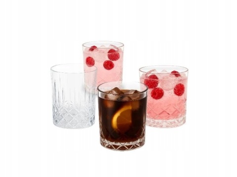 4 szt SZKLANKI DO WHISKY, DRINKÓW I SOKÓW – ELEGANCKIE SZKŁO ZESTAW