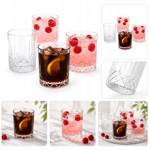 4 szt SZKLANKI DO WHISKY, DRINKÓW I SOKÓW – ELEGANCKIE SZKŁO ZESTAW