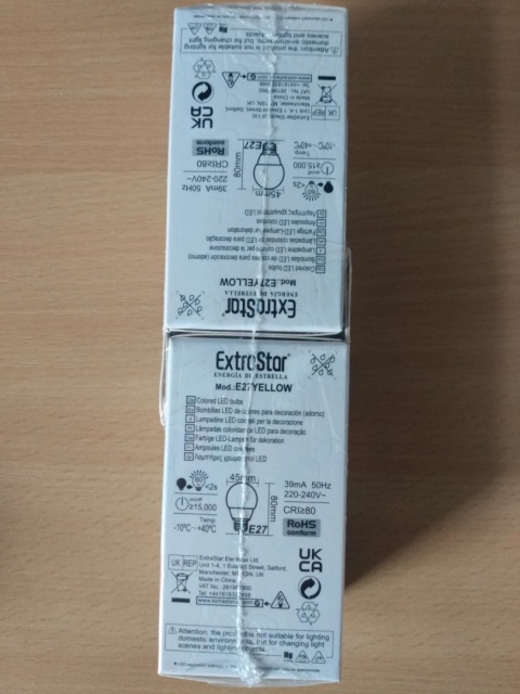 6 X ŻARÓWKA LED E27 4W ŻÓŁTA DEKORACYJNA EXTRASTAR DEKORACJA, GIRLANDA