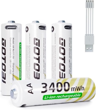 AKUMULATORY AA 4 SZTUKI 1.5V 3400MWH USB SZYBKIE ŁADOWANIE