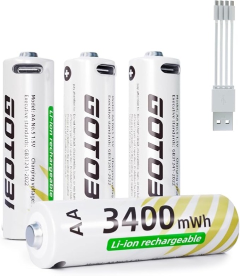 AKUMULATORY AA 4 SZTUKI 1.5V 3400MWH USB SZYBKIE ŁADOWANIE