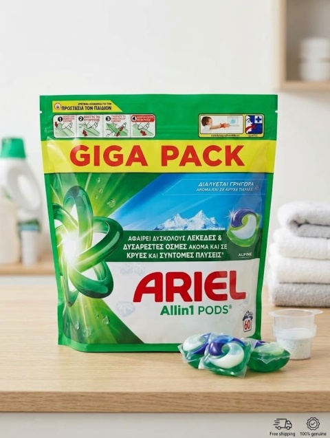 Ariel Allin1 PODS Alpine GIGA PACK – Kapsułki do Prania (60 szt.)