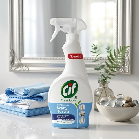 CIF Cleanboost Uniwersalny Spray Płyn w Sprayu SZYBY I LUSTRA 500ml