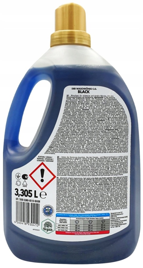 Der Waschkönig C.G– Żel do Prania Tkanin Czarnych ciemnych 3,3 L 110 prań