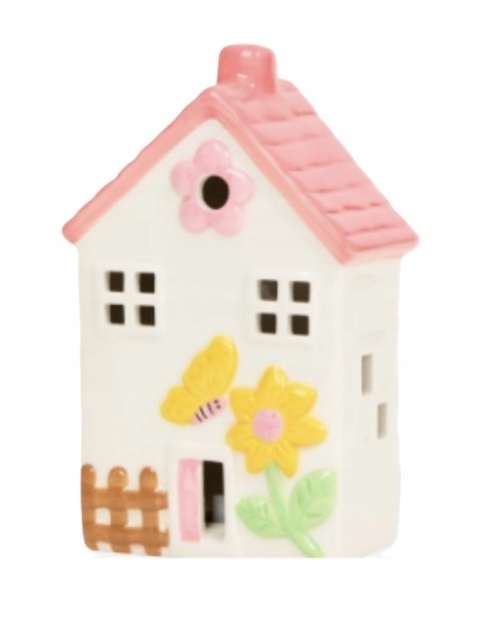 Domek ceramiczny latarnia lampion LED świecznik Podświetlana figurka 16,5cm