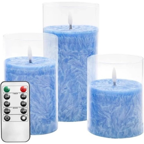 ELEGANCKI ZESTAW ŚWIEC LED W SZKLE – 3 SZTUKI + PILOT