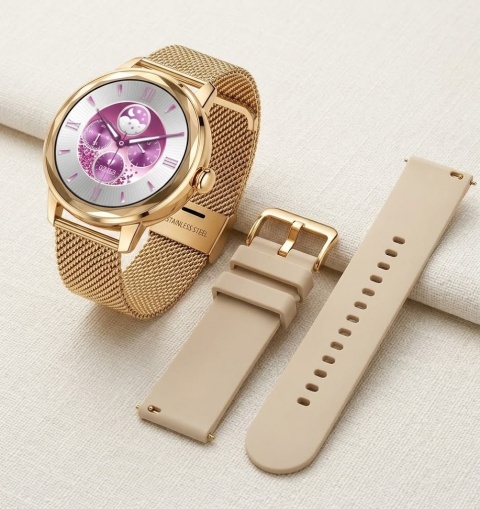 ELEGANTKI SMARTWATCH DAMSKI G208 – ZŁOTY + silikonowy pasek