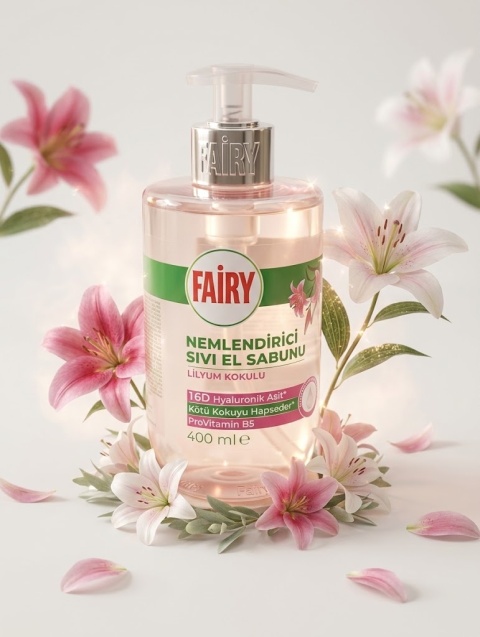 FAIRY LILIA MYDŁO DO RĄK 400 ML Z POMPKĄ NAWILŻAJĄCE Z WIT B5