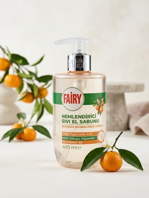 FAIRY MANDARYNKA MYDŁO DO RĄK 400 ML Z POMPKĄ NAWILŻAJĄCE Z WIT B5
