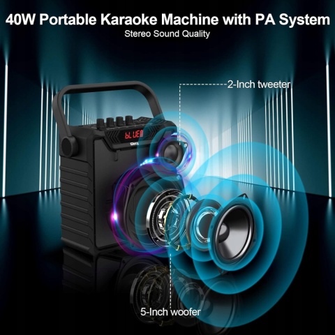 Giecy G900 Przenośny Głośnik Karaoke 40W 2x Mikrofon TWS Pilot