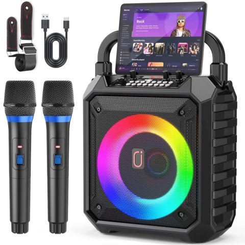 Głośnik bluetooth karaoke JYX T17-T z mikrofonami akumulatorem , LED, USB