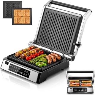 Grill Elektryczny i Gofrownica 2w1 FOHERE AK-D081-1 2200W z Sondą Temperatury